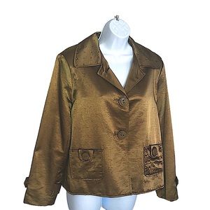 Christian Alexander Beautiful Metallic Gold Satin Jacket S